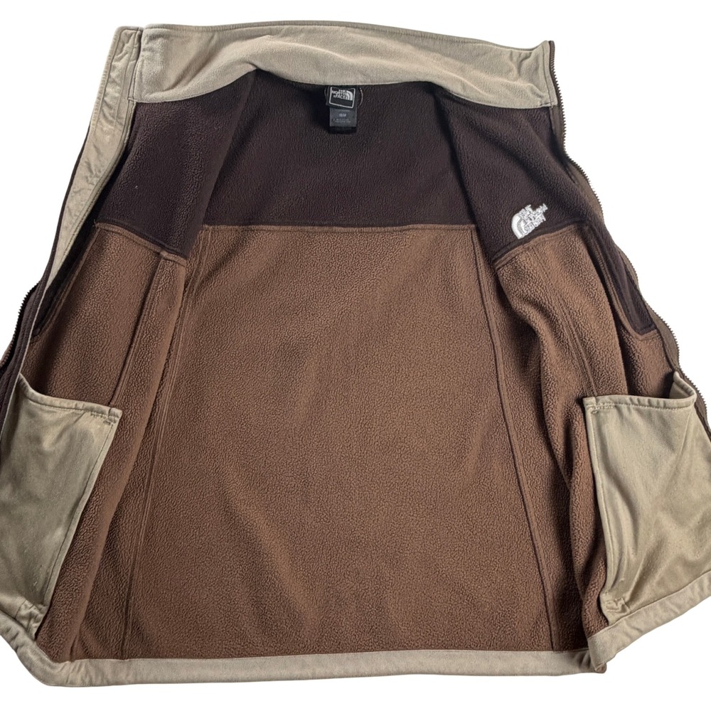 The North Face Mens M Brown Two Tone Full Zip Fleece Vest Embroidered Logo - Picture 3 of 10